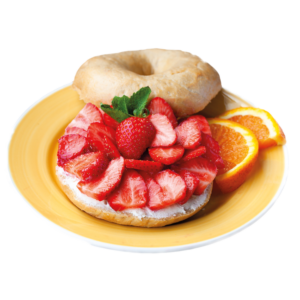 Bestel een verse frisse zomerbagel met aardbeien en creamcheese