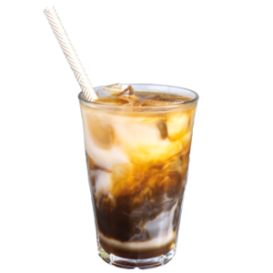 Bestel een ijskoffie met kokosmelk en ijsblokjes