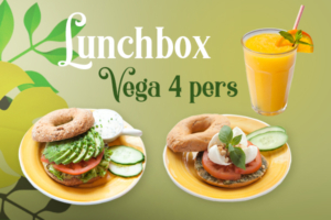 Een vegetarische lunchbox voor 4 personen bestellen voor thuis, onderweg of op kantoor