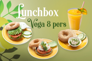 Een vegetarische lunchbox voor 8 personen bestellen voor thuis, onderweg of op kantoor